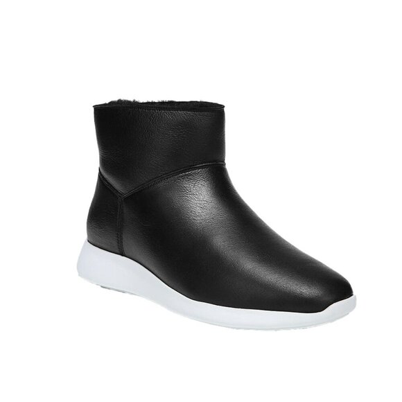 VINCE Adora Napa Leather & Shearling Sneaker Black & White Boots Size 7.5 - Picture 1 of 7
